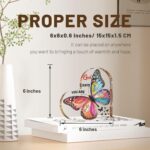 Heart-shaped clear acrylic plaque with a vintage butterfly design and an inspirational Christian quote for women.
