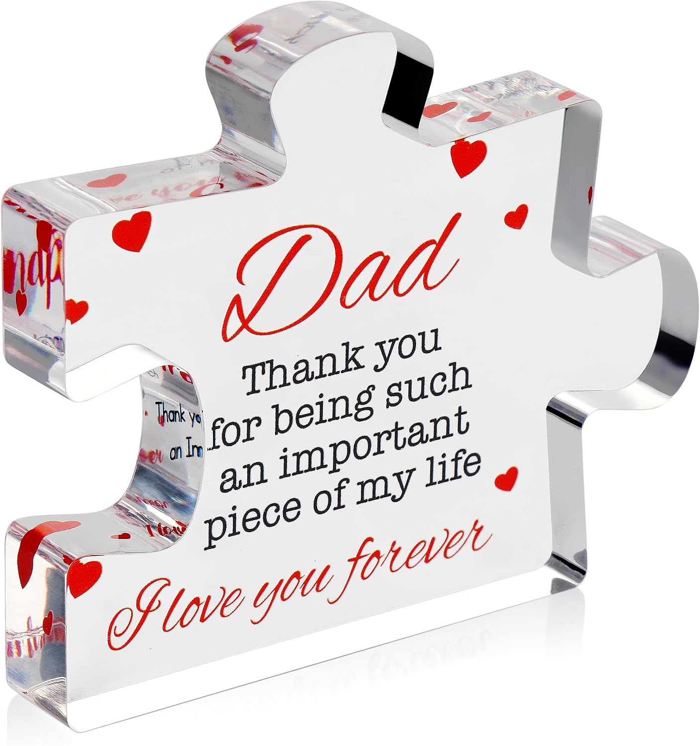 velenti-engraved-acrylic-dad-puzzle-block-3-35-x-2-76-fathers-day-keepsake-gift-01 Engraved acrylic puzzle block with "Dad" theme and a heartfelt message, ideal for Father's Day or birthday gifts.