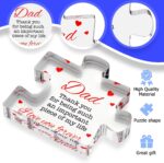 Engraved acrylic puzzle block with "Dad" theme and a heartfelt message, ideal for Father's Day or birthday gifts.