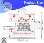 Engraved acrylic puzzle block with "Dad" theme and a heartfelt message, ideal for Father's Day or birthday gifts.